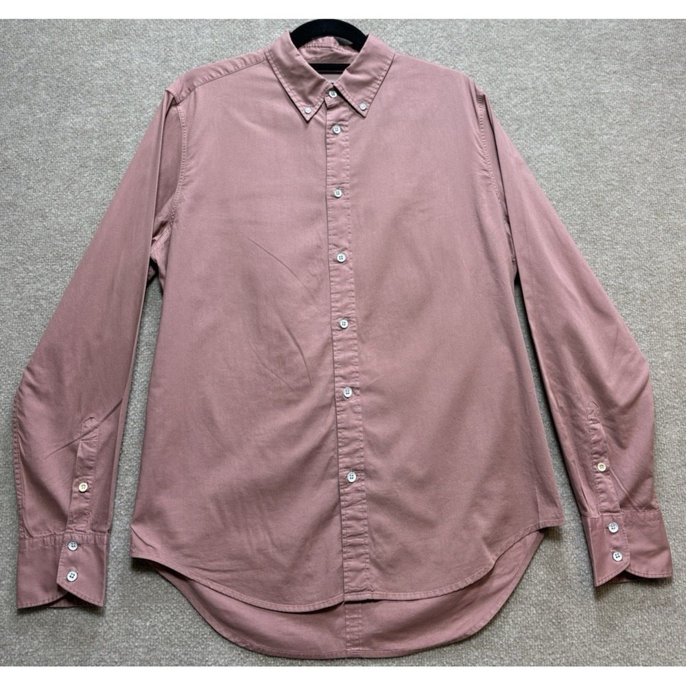 Rags & Bones Men's Shirt Med 100% Cotton Pink Button-Down Long Sleeve Preppy GUC